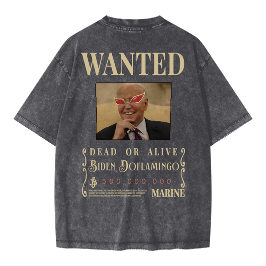 WANTED Biden Doflamingo. Oversized Wash T-shirt(285GSM)