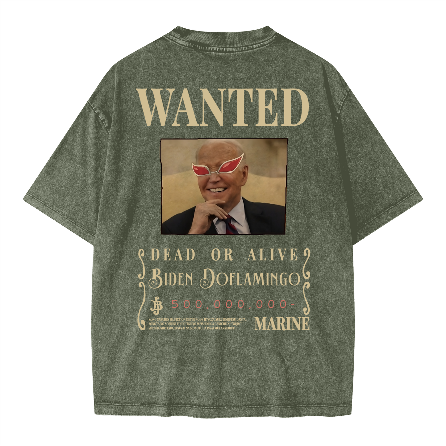 WANTED Biden Doflamingo. Oversized Wash T-shirt(285GSM)