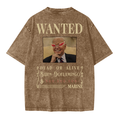 WANTED Biden Doflamingo. Oversized Wash T-shirt(285GSM)