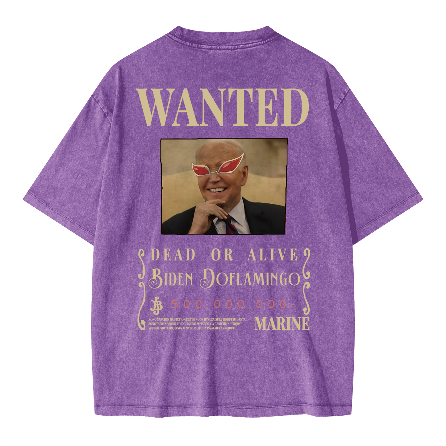 WANTED Biden Doflamingo. Oversized Wash T-shirt(285GSM)