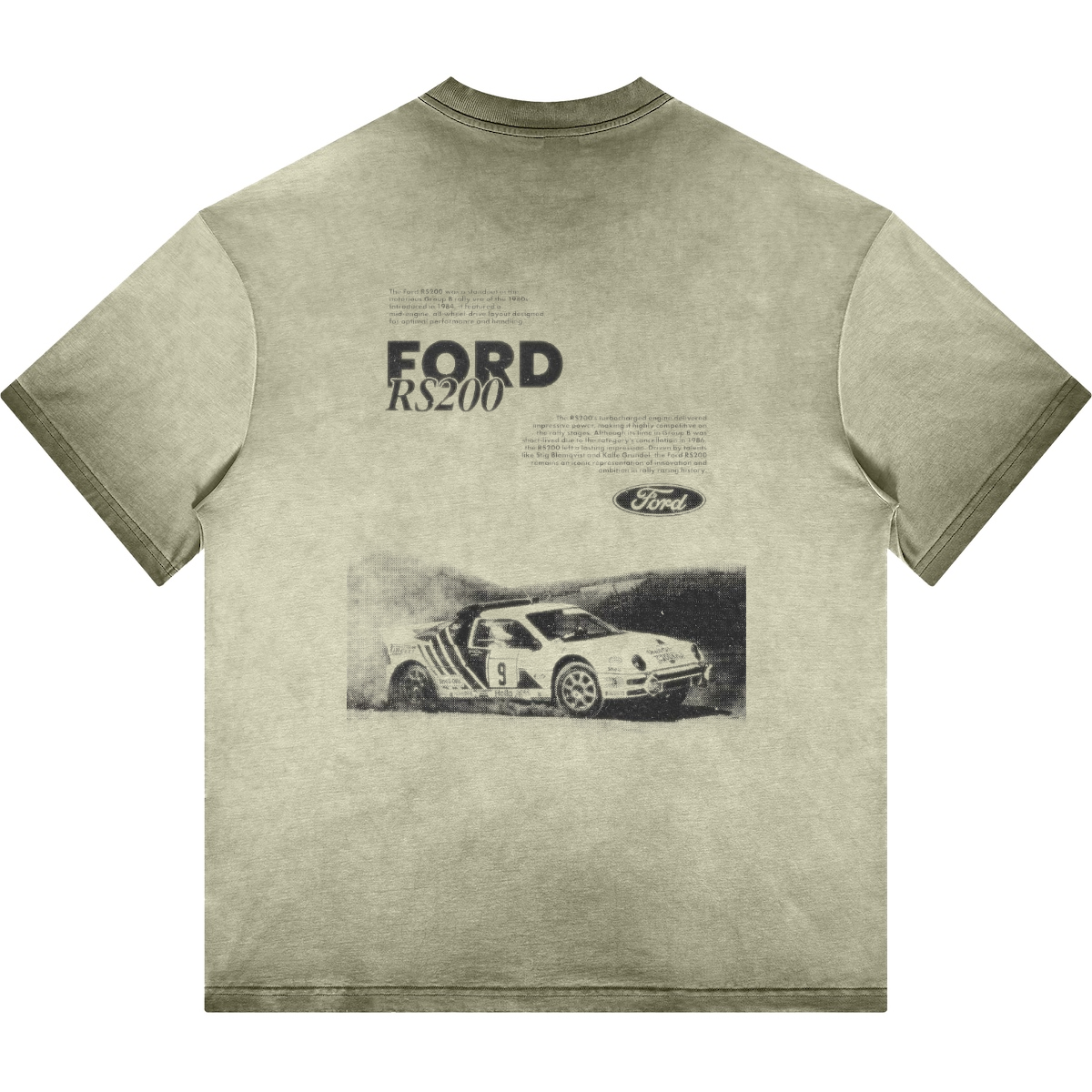 Ford RS200 Rally. Oversized Washed T-shirt(255GSM)