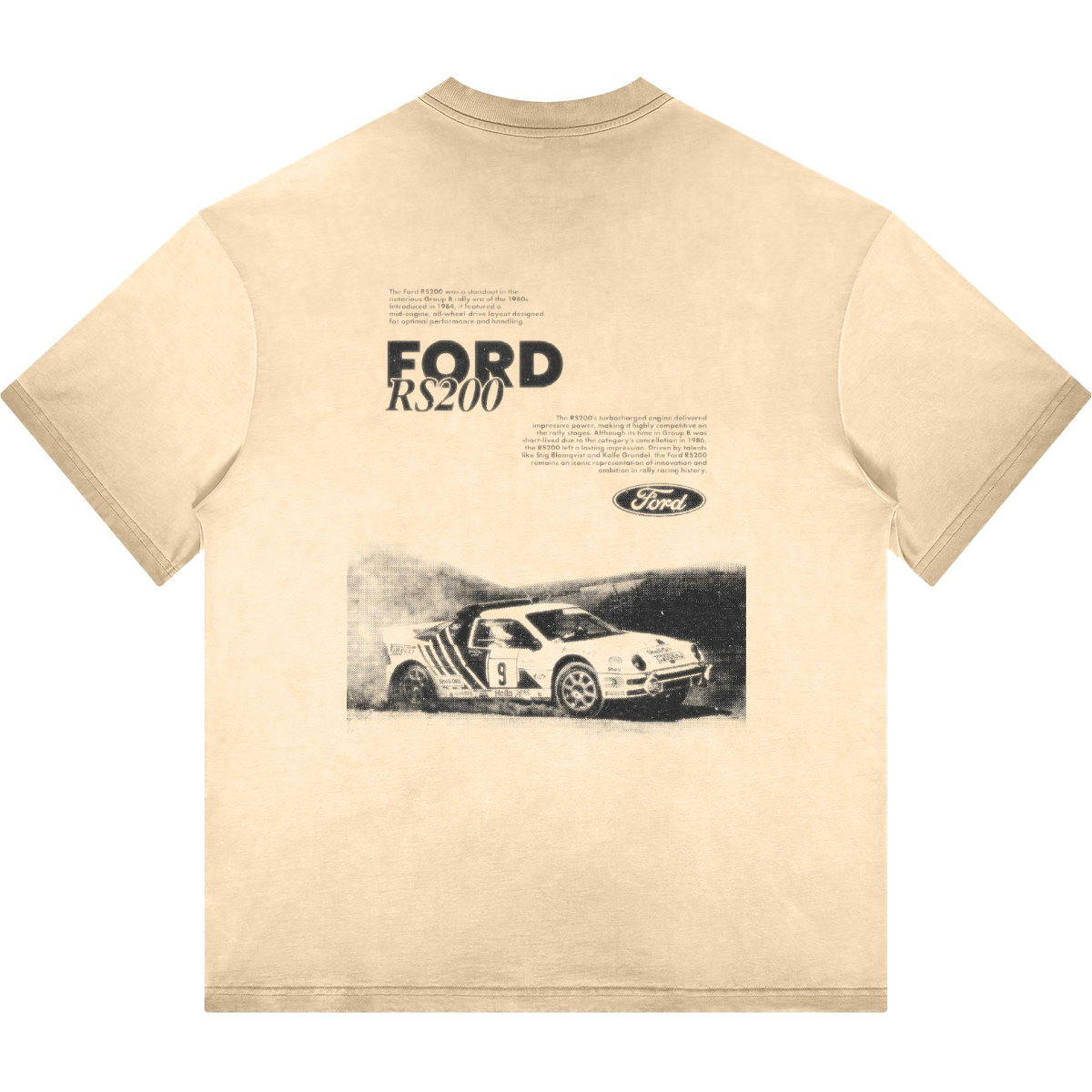 Ford RS200 Rally. Oversized Washed T-shirt(255GSM)